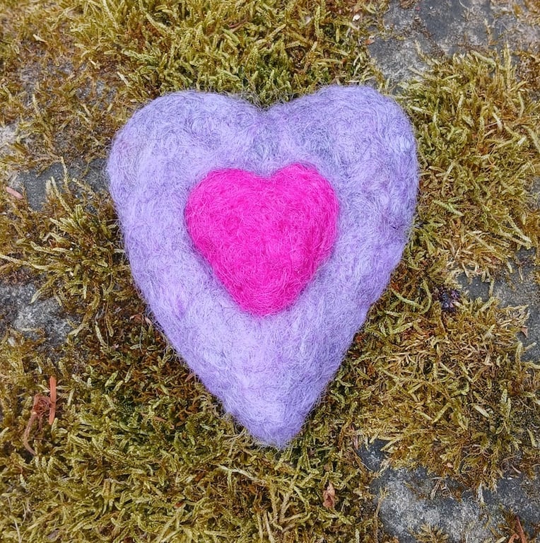 Heart shaped felted pin cushion