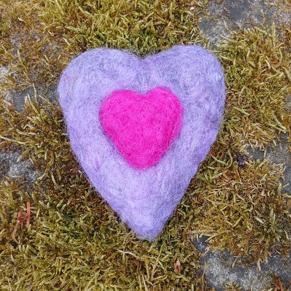 Heart shaped felted pin cushion
