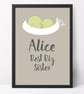 Best Big Sister or Brother, personalised 'Smiler' print, christening new baby - Image 3