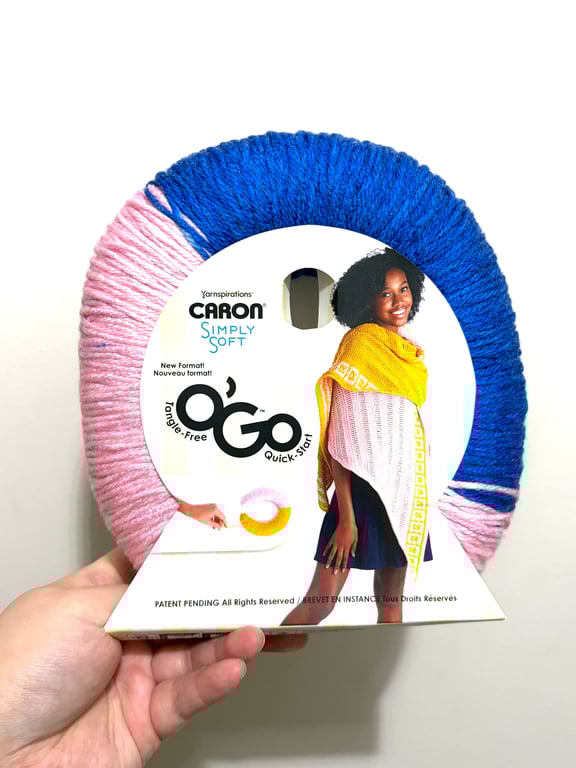 1 Pack x 141g CARON Simply Soft O'GO 100% Acrylic : Royal Blue - Soft Pink