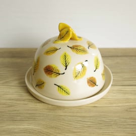 Butter Dish (Circle) - Autumn Colours Beech Leaves, Pattern 