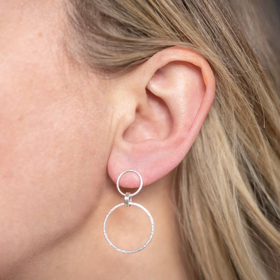 Leaf print silver earrings