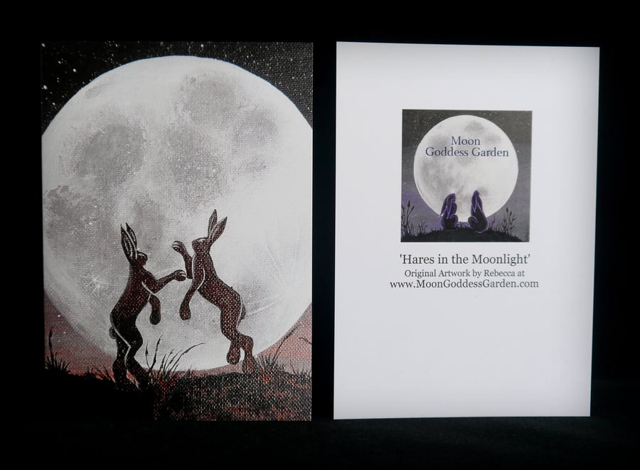 Moon Gazing Hare greeting cards Wicca Witch Pagan Wiccan witchcraft Yule