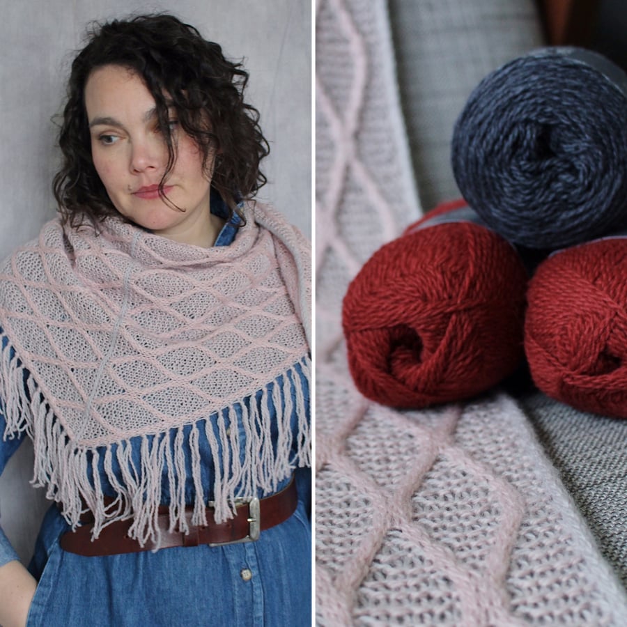 Wild Rye Shawl Kit (red & dark grey)