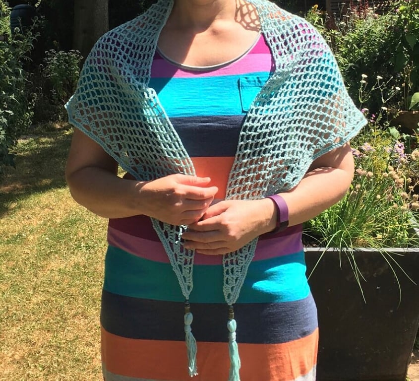 Cruise Crochet blue Shawl, anchor shawl, cruise shawl, blue cotton shawl, summer