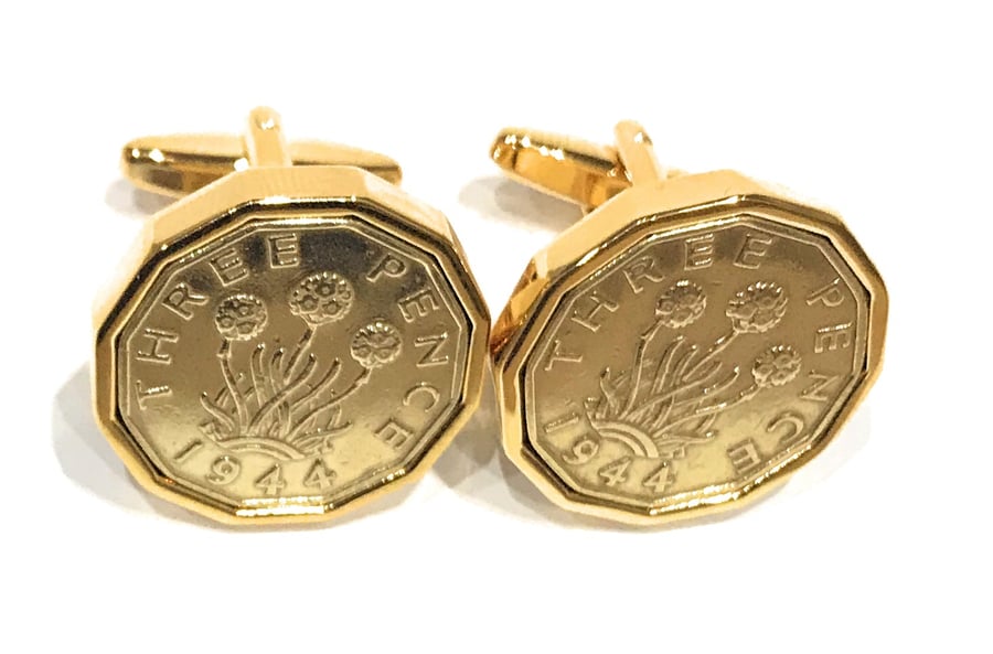 1938 Threepence 3d 82nd birthday Cufflinks - Original 1938 threepence cufflinks