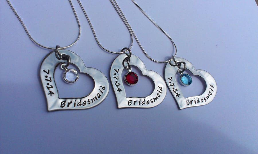 Hand stamped personalised necklaces for bridesmaids