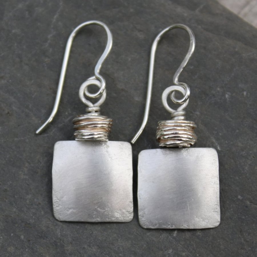 Matt silver earrings
