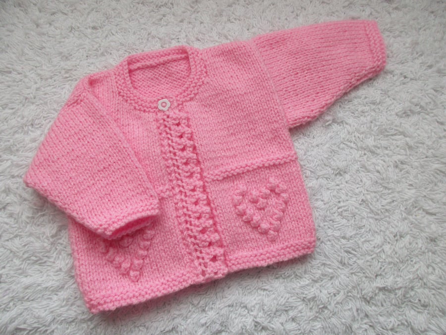 14" Hearts One Button Cardigan