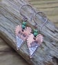 Copper earrings, heart ,boho style, aged finish - Image 2