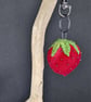 Strawberry textile art bag charm,keyring  - Image 3