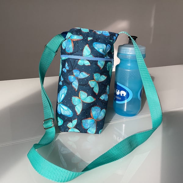 Tall Water bottle bag, tall drinks bottle bag, Fully reversible bottle bag with 