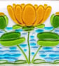 Fused glass picture of a yellow Water Lilly - Image 3