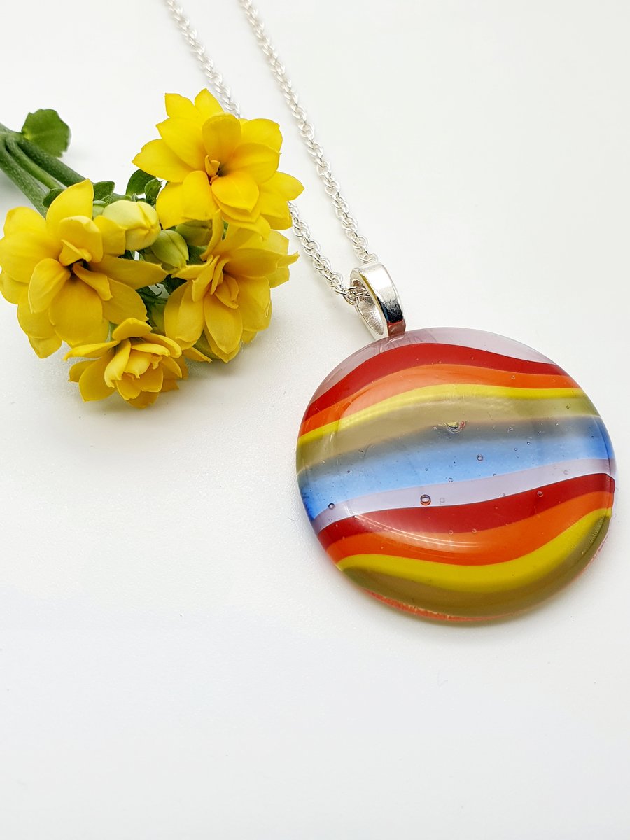 Fused Glass Rainbow Necklace