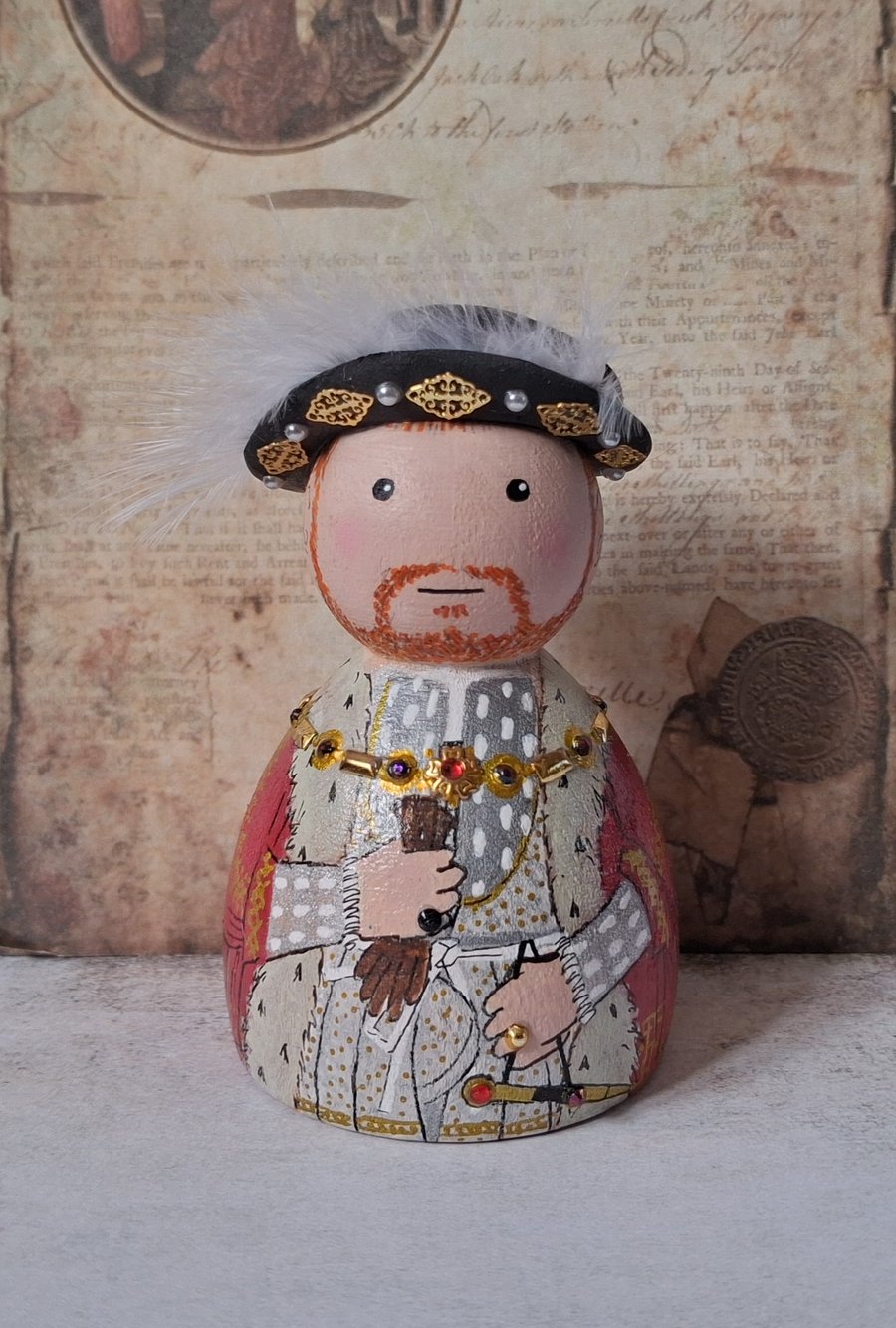 King Henry VIII Hand-painted wooden doll