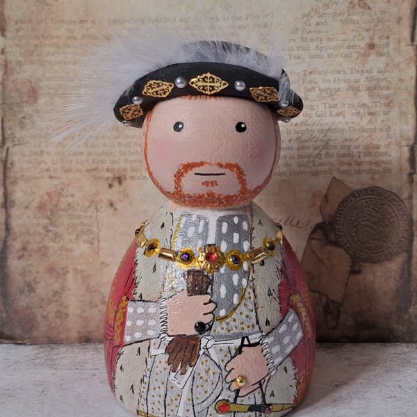 King Henry VIII Hand-painted wooden doll