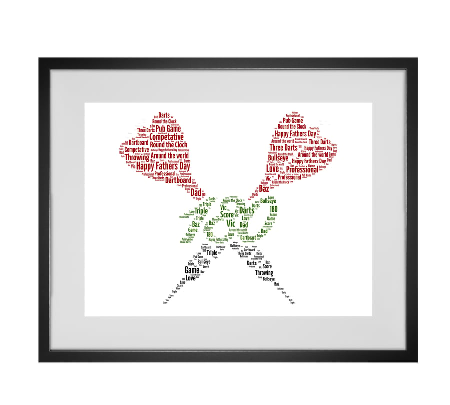 Personalised Darts Design Word Art Gifts 