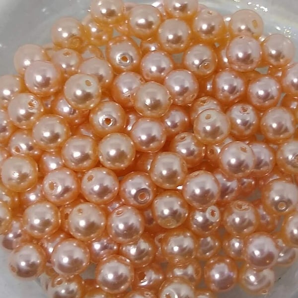 Glass Pearl Beads Pinks 4mm, 6mm , 7mm & 8mm Gold x 30