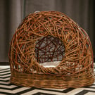 Luxury Handmade Willow Pet Den – Small Dog or Cat Bed with Soft Cushion