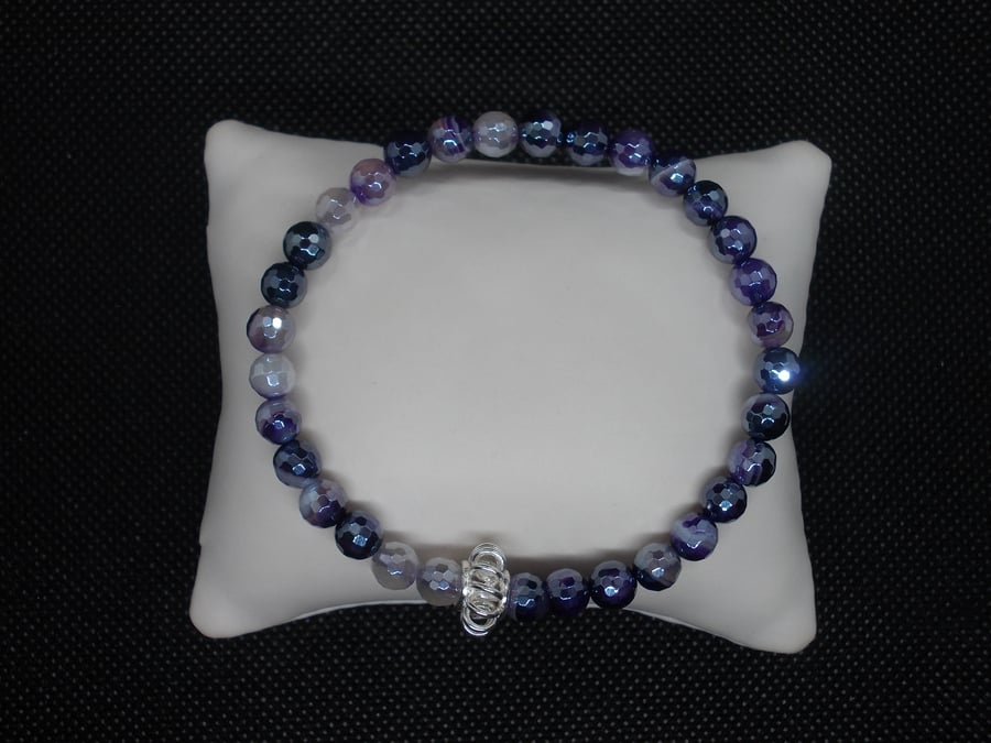 SALE - Coated agate elasticated bracelet