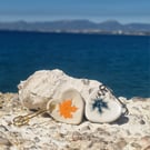 Burnt Orange Maple Leaf 2 in 1 Worry Stone Brooch 