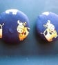 5 Silk Buttons Happy Cows 30mm 1.25ins Handmade Upcycled - Image 2