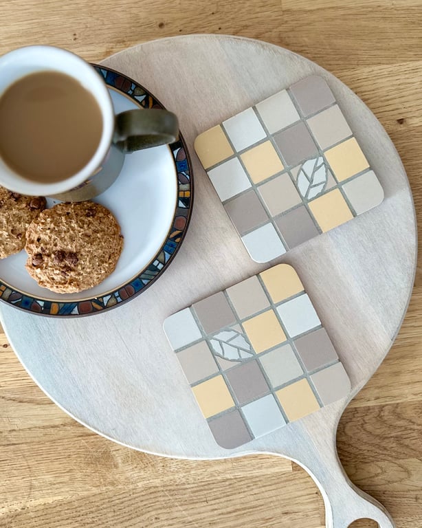 Coaster Set - Two Mosaic Chequerboard Coasters