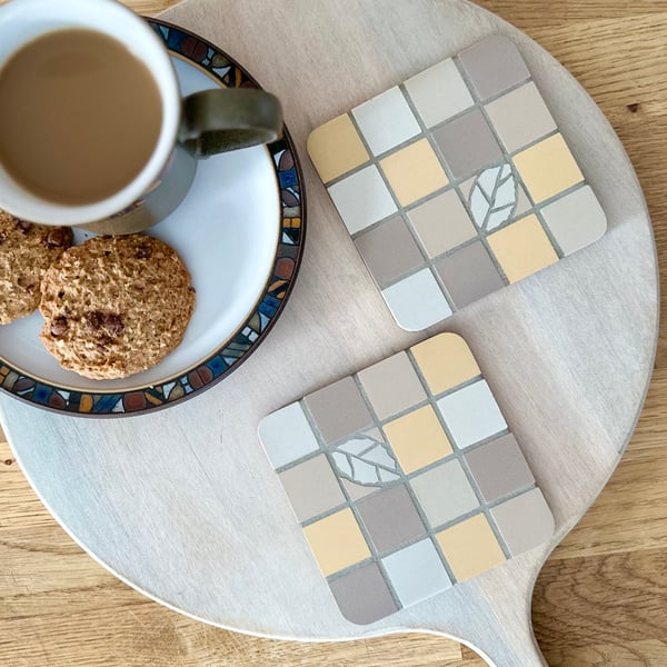 Coaster Set - Two Mosaic Chequerboard Coasters