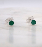 Green Onyx Facet 3mm Gemstone 6 Prong Sterling Silver Stud Earrings. - Image 4