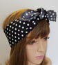Polka dot self tie head scarf hair bandanna top tie cotton headband - Image 3