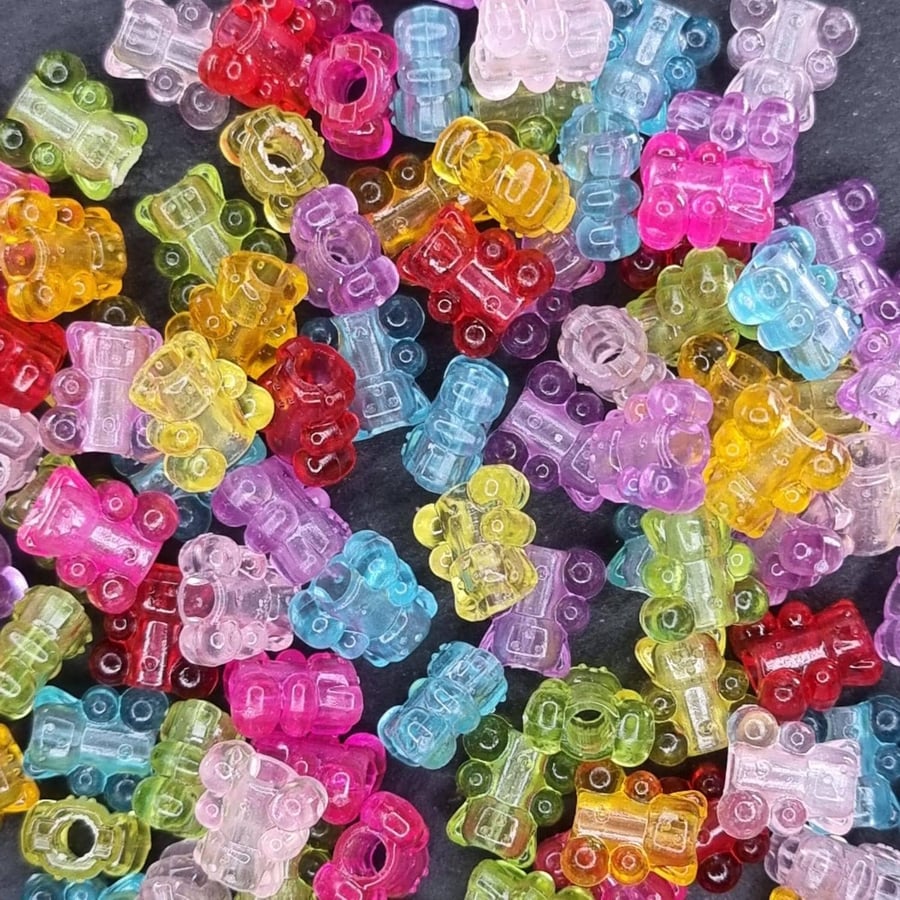 100 Small Acrylic Teddy Bear Beads 