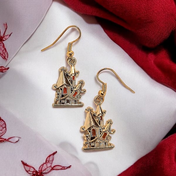 Fairy house earrings. Fantasy earrings, fairy jewellery, fairy gifts, mystical j