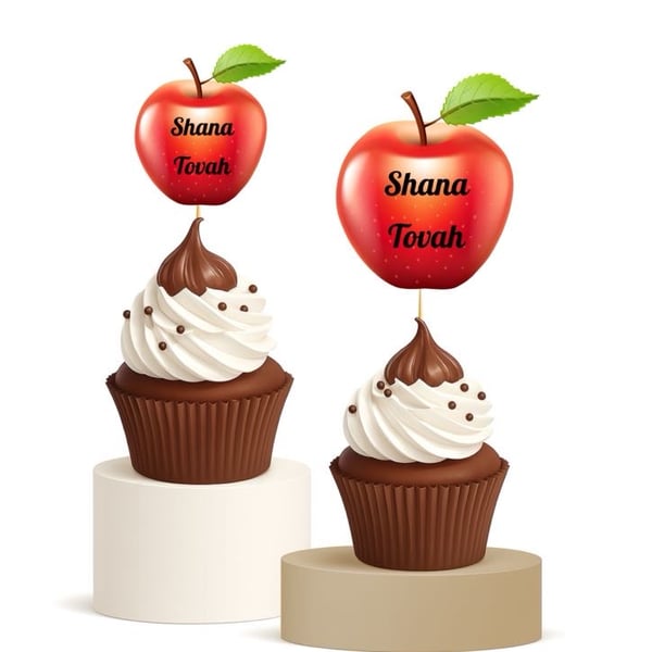 Shana Tovah Apple Cupcake Toppers 15pk Rosh Hashanah Decor