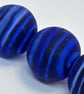 Handmade blue stripey lamp work glass beads - Image 3