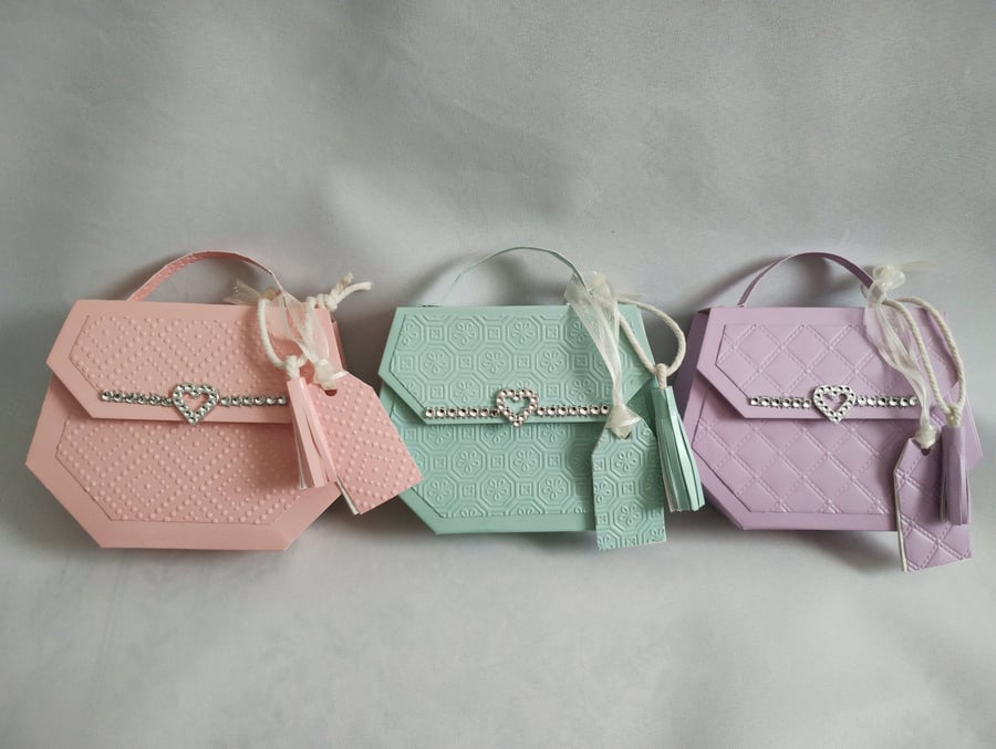 Pretty Pastel Geo Trio Handbag Style Gift Boxes 