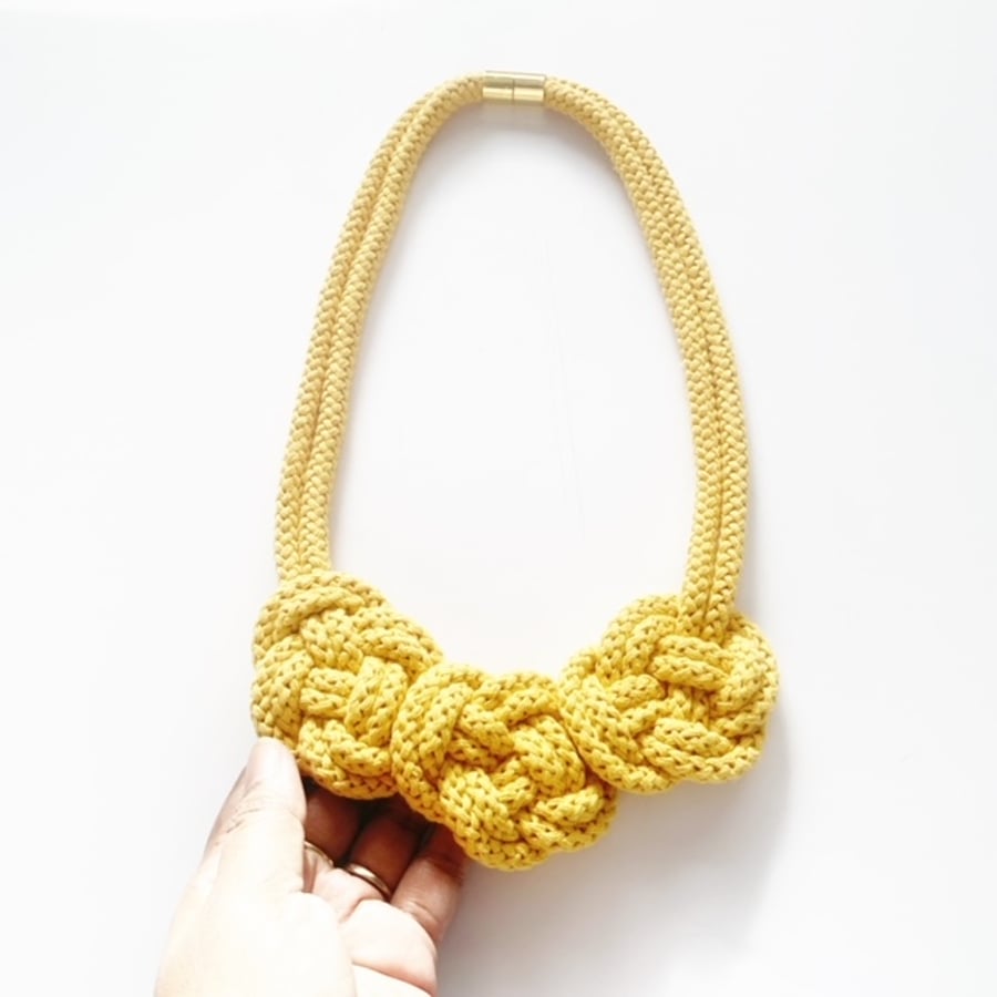 Statement necklace for women, Chunky necklace, Rope knot necklace, Free Delivery