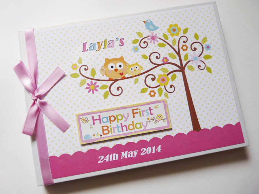 Happi tree girl baby shower guest book, happi tree baby shower party gift