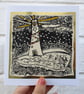 Handprinted Original Linocut Christmas Card - Image 1