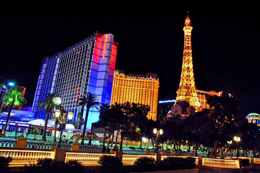 Eiffel Tower Paris And Ballys Hotel Las Vegas America Photograph Print