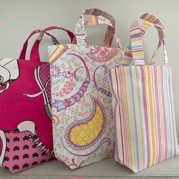 Reusable Gift Bags Upcycled Fabric Medium