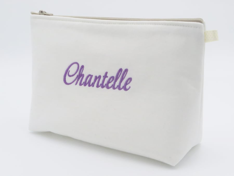 Personalised Embroidered Cosmetic Bag, Womens Wash Bag with Waterproof lining