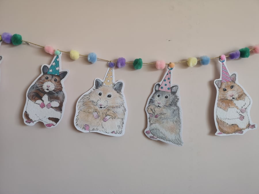Hamster Birthday Bunting: Pom Pom Garland
