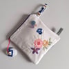  SALE Pretty vintage floral embroidery make up bag.