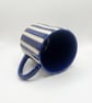Navy blug mug with stripes - wheel thrown  - Image 2
