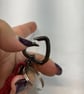 Dark Red Suede Keyring - Bag Charm w Gunmetal Heart shaped Carabiner - Image 5