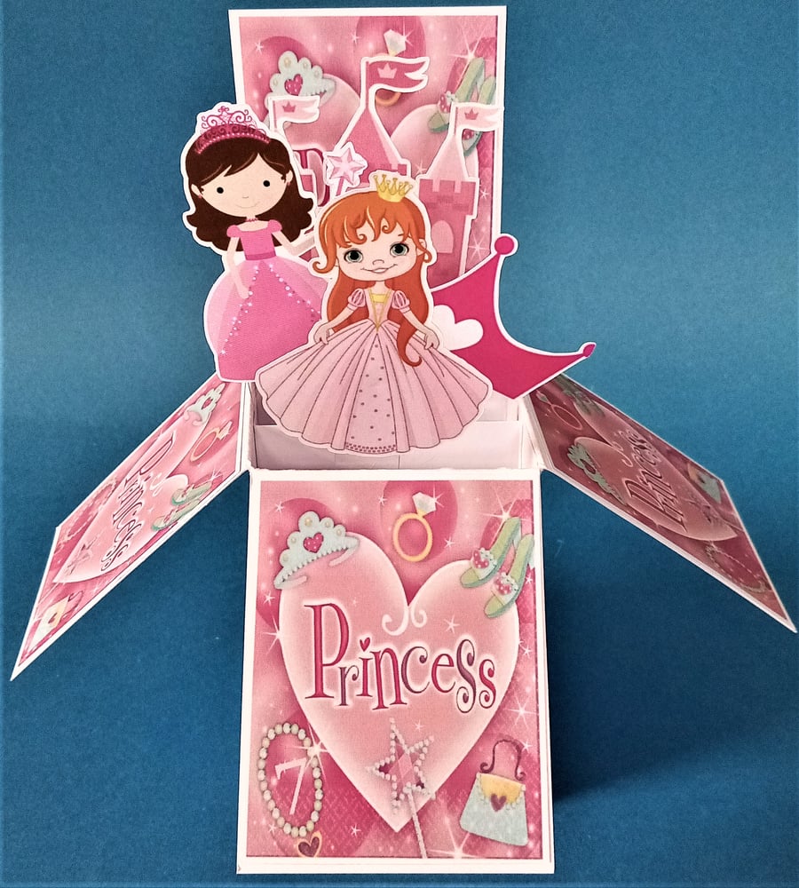 Girls Princess 7th Birthday Card