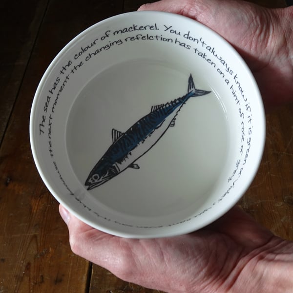 Cornish Mackerel Print Bowl - Ceramic