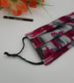 Face mask, large, adjustable, 3 layer,  washable in pink and grey  - Image 3