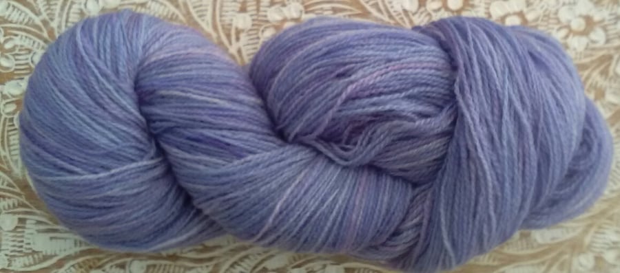 95g Hand-dyed Laceweight Lambswool. Baby Blues.