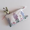 Make up bag or zip purse upcycled from floral vintage embroidery
